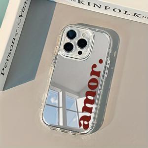 TEMU 휴대폰 케이스 - 이 제품은 미러처럼 빛나는 휴대폰 케이스로, 낙하 방지 완벽 보호 기능을 제공하며 메이크업 거울로도 사용 가능합니다. 17, 17 Pro Max, 17 Pro, 17 Air, 16, 15, 14, 13, 12 등 다양한 아이폰과 호환됩니다.