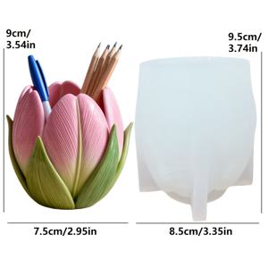 TEMU 수지 실리콘 몰드 튤립 모양 화분 펜꽂이 실리콘 몰드 DIY 꽃 튤립 모양 실리콘 몰드 수지 석고 점토 콘크리트용 실리콘 몰드 홈 데코 휴일 선물