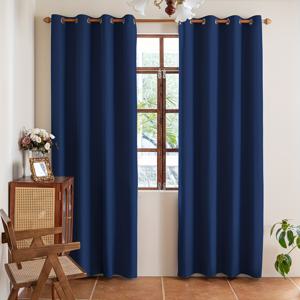 TEMU 2개 패널, 네이비 블루, 열 절연 및 보호를 위한 천공 디자인, 100% 암막 차양 커튼, 실내 어둡게 함, 라미네이트 안감 폴리에스터 소재, 경량, 모던 로맨틱 스타일, 침실, 다이닝룸, 거실, 주방, 발코니, 상업용 프로젝트에 적합