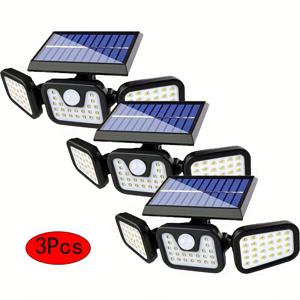 TEMU 3개 세트 상업용 태양광 벽걸이 야외조명, 야외 모션센서 야드조명 벽등 비상등, 무선 태양광 센서등, 광각 조명 차고등, 사계절 사용 가능, 야외 거리, 마당, 정원 등에 적합
