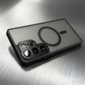 TEMU 럭셔리 매트 충격방지 아머 마그네틱 무선 충전 폰 케이스 - 삼성 갤럭시 S25 S24 S23 울트라 플러스 FE S25FE S24FE S25 울트라 S24 울트라용 유리 카메라 렌즈 보호 소프트 범퍼 투명 하드 백 커버