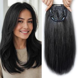 TEMU 여성용 머리 위 가발 헤어피스, 얇은 머리카락 또는 앞머리 손실을 커버하는 가발 합성 가발, 얇은 머리카락에 적합하며 데일리 파티용 (브라운, 다크 브라운)