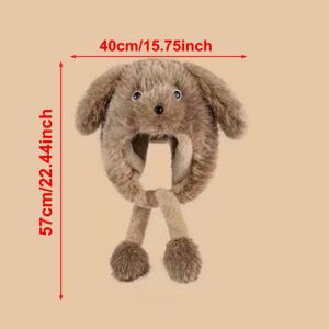 TEMU 1개 유머러스한 봉제 동물 모자, 갈색 강아지 모양, 귀 덮개 및 부드러운 스트랩 특징. 이 보온 비니는 할로윈 파티에 완벽하며 따뜻한 겨울 패션 액세서리로 남녀 모두에게 적합합니다.