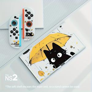 TEMU 이 아이패드 케이스는 스위치 OLED에 적합하며, 비오는 날 모험을 위한 검은 고양이 디자인을 특징으로 합니다. 부드러운 소재는 보호 기능과 함께 미적 감각을 제공하며, 작은 꽃과 낙엽과 같은 귀여운 디테일을 보여줍니다.