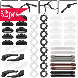 TEMU 52개 미끄럼 방지 귀걸이 및 안경용 실리콘 코받침, 미끄럼 방지 링 및 귀걸이 다양한 옵션 포함
