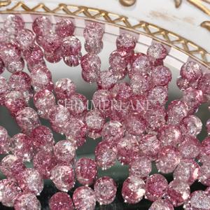 TEMU 10mm 반투명 로즈핑크 화이트 크랙글라스 비즈 - 아이시 DIY 글라스 비즈, 키체인, 펜던트, 팔찌 & 목걸이 참 만들기용