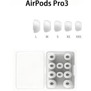 TEMU Airpods Pro 3에 적합한 이어팁 5쌍, Airpods Pro용 미끄럼 방지 교체 이어팁, 보관 케이스가 있는 실리콘 이어팁 추가 (XXS/XS/S/M/L, 화이트)