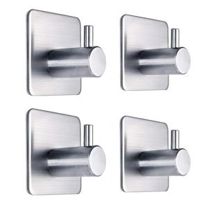 TEMU 접착식 타월 후크 고하중 벽걸이 후크 방수 스테인리스 스틸 행거, 코트, 모자, 수건, 가운용 후크 랙 벽걸이형 - 욕실 및 침실용 4개입, 다용도 후크