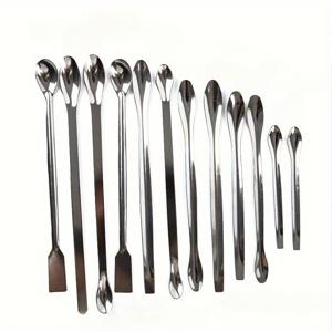 TEMU 12개 스테인리스 스틸 실험용 스푼 세트 - 실험실 샘플링 및 혼합을 위한 튼튼한 조리기구, 스푼자 포함 - 과학적 사용에 적합