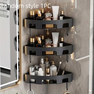 TEMU 드릴 없이 설치 가능한 코너 샤워 랙; 접착식 벽걸이 수납 선반, 녹 방지 및 넉넉한 욕실 정리함 (후크 포함), 샴푸, 컨디셔너, 바디워시 보관에 적합, 기숙사 필수품