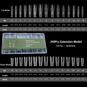 TEMU 240개 샌드위치 듀얼 네일 폼 | 재사용 가능한 혼합 15가지 사이즈 코피 알몽골 네일 몰드, 빠른 연장 매니큐어 도구, 상단 및 하단 몰드, 투명 PP 소재, 광택