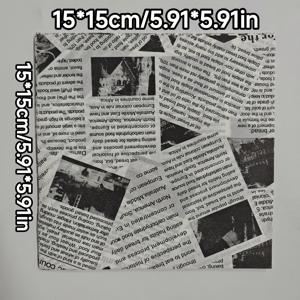 TEMU 화이트 프린팅 그리스 방지 종이 500매 5.91*5.91인치 샌드위치 음식 포장지, 호텔 스낵바 꽃집에 적합