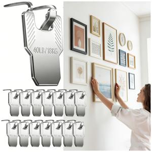 TEMU 15개 세트 헤비듀티 그림걸이 후크 - 드릴 필요 없는 벽걸이 후크, 콘크리트 및 석고보드 벽용, 스터드 필요 없음, 사진, 포스터, 거울, 액자 걸이 (사무실용)
