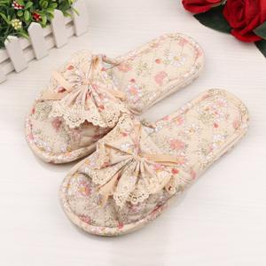TEMU [] 3중 쿠션 실내화 들꽃 플라워 레이스 실내화 푹신한 층간소음방지 미끄럼 삼중패드 거실화 면슬리퍼
