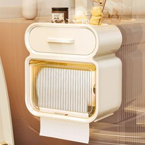 TEMU 대용량 벽걸이 티슈케이스 서랍포함 - 자착식 이중비닐 티슈보관함 천공필요없음 다목적욕실 및 주방용 행거티슈케이스