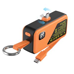 TEMU EGUDBET 5000mAh 초소형 107g 경량 휴대용 보조배터리, 12W 고속 충전을 지원하며, 접이식 USB-C 출력과 USB-C 케이블 출력을 제공합니다. iPhone 17/16/15, 삼성 갤럭시 S20-25 시스템 및 iPad Pro/Air 사용에 매우 적합하며, 휴대용 필수 비상 전원으로 사용할 수 있습니다