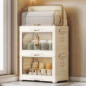 TEMU 대용량 다용도 주방 정리함 접시 젓가락 및 식기용 직사각형 플라스틱 수납장 모던 플라스틱 컵 보관함 방진 및 배수형 정리함 방습 트레이-내구성 플라스틱 제작 캐비닛/카운터/식탁용-세탁하기 쉬운 디자인 주방도구 정리함 추석 선물 할로윈 선물 크리스마스 선물