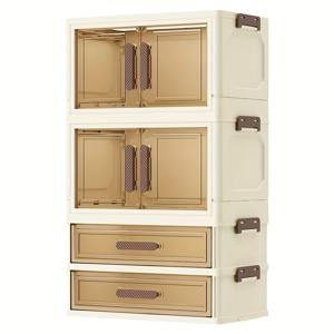 TEMU 2단 접이식 대용량 투명 서랍 수납 캐비닛 - 화장품, 제품, 서류 및 책 보관에 적합 - 발렌타인데이 및 생일 선물로 최고의 선택