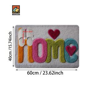 TEMU 1개 미끄럼 방지 욕실용 매트 - 초미세 섬유 부드러운 직사각형, 귀여운 사랑 & 홈 하트 패턴, 욕실, 침실, 장식용