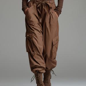 TEMU 신상 봄/여름 작업복 캐주얼 루즈 패러슈트 드로스트링 팬츠