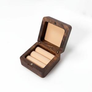 TEMU 블랙 월넛 우드 웨딩 링 박스 - 링 홀더, 뚜껑 및 롤탑 도어 포함, 광택 처리된 약혼/결혼 반지 보관함, 그녀/그를 위한 프로포즈 선물, 전시용