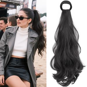 TEMU 컬리 포니테일 익스텐션 헤어 타이 헤어 내추럴 가발 탄성 밴드 웨이브 포니테일 가발 액세서리 여성용 데일리 18인치