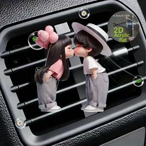 TEMU 2D 평면 귀여운 풍선 소년과 소녀 만화 아크릴 차량 에어 벤트 클립 장식, 