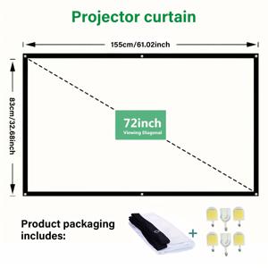 TEMU 동영 72인치 휴대용 풀사이즈 4K HD 프로젝션 스크린 - 접이식 실내/야외 영화 디스플레이, 홈시어터, 영화의 밤, 수업 및 프레젠테이션용 - 수동 제어, 선명한 색상, 휴대용 프로젝션 스크린