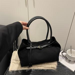 TEMU 여성용 라지 빈티지 무광 토트백 - 출퇴근 및 여행용 한국 스타일, 조절식 스트랩 및 버클 잠금 핸드백, / 소재, 직장, 학교, 선물용 넉넉한 겨드랑이 숄더백 (손세탁 가능)