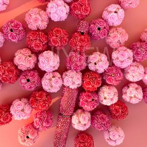 TEMU 2/4개 발렌타인데이 장미 꽃 공예품 비즈, 로맨틱 꽃 핀팅 클레이 비즈, 비즈 펜, 휴대폰 체인, 키체인, 차량 장식 및 기타 발렌타인데이 선물 제작에 사용