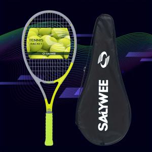 TEMU SALYWEE 복합 탄소섬유 테니스 라켓, 경량, 고품질 프로용 라켓 프레임, 헤드 사이즈 102제곱인치, 16×19 사전 스트링 장착 패턴, 그립 테이핑, 무료 가방 포함, 남녀 공용 야외 스포츠 훈련 및 게임용으로 이상적