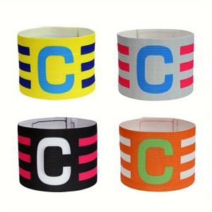 TEMU 4개 세트 축구팀 주장 완장, 성인용 긴팔 축구팀 배지, 신축성 스티커 랩형 C자형 완장