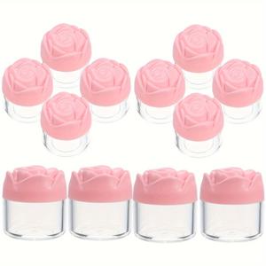 TEMU 20G 로즈 뚜껑 크림 용기 12개입, 0.7온스 소형 여행용 용기, 로즈 뚜껑이 달린 12개 묶음 빈 원형 투명 용기, 크림 및 로션용 미니 화장품 용기, 플라스틱 화장품 용기, 빈 페이셜 크림 용기, 20G 크림 여행용 용기