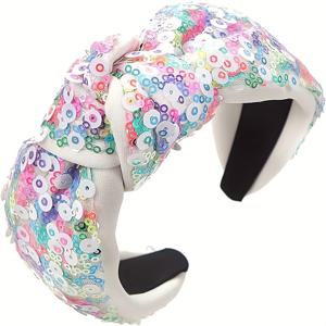 TEMU 인기 높은 고급 스팽글 패브릭 매듭 헤어밴드, 트렌디한 반짝이는 여행용 헤어밴드, 여성용 스위트하고 우아한 헤어 액세서리