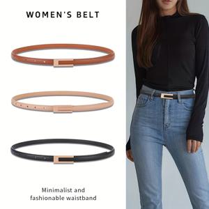 TEMU 여성용 벨트 3개 세트 - 슬림 스무스 버클 벨트 (블라우스, 스커트, 정장용) - 데일리 커뮤트 & 프로페셔널 복장에 적합한 다용도 드레스 벨트 (스탠다드 사이즈) - 벨트 앙상블 아웃핏