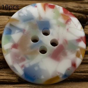 TEMU 스웨터, 가디건 및 니트웨어용 10개입 25mm 꽃무늬 유리 패턴 레진 버튼 - 혼합 색상