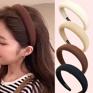 TEMU 가을/겨울용 높은 왕관형 넓은 챙 스펀지 헤어밴드 4개, 여성용 한국 스타일 세안용 헤어밴드, 헤어 보완용 심플 헤어밴드, DIY 헤어 액세서리, 여성용 마카롱 컬러 시리즈 헤어밴드, 높은 왕관형 넓은 챙 스펀지 헤어밴드, 단색 헤어 프레싱 헤드웨어, 다용도