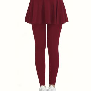 TEMU 캐주얼 바캉스 스타일 페이크 투피스 세트 하이웨스트 스포츠 스커트 & 팬츠, 슬림핏, 힙업, 속건성, 통기성 좋은 피트니스 팬츠, 요가 바지|치마바지