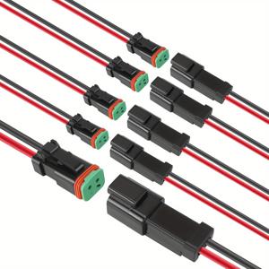 TEMU 5-팩 도이치 DT 2핀 커넥터 키트, 16 AWG 수/암 자동차 전선 하네스 커넥터 - 자동차, 트럭, 및 보트용 - 비충전, 내구성 있는 플라스틱
