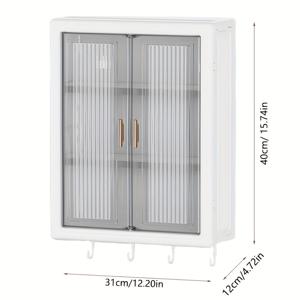 TEMU 1개 접이식 벽걸이 수납 선반 - 욕실 & 주방용, 무드릴, 먼지방지, 화장품, 캔 등 다용도 수납, 화이트 플라스틱 디자인, 접이식 정리대 | 세련된 화이트 선반 | 보호 환기, 욕실 수납 및 정리, 향수 정리대