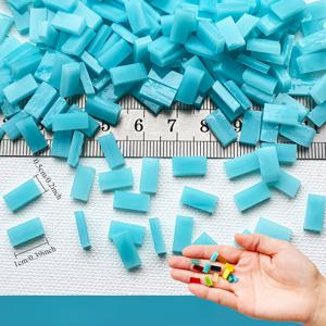 TEMU 미니 블루 유리 조각 98개/1세트 - DIY 직사각형 스테인드글라스용, 수제 캔들 홀더 장식용, 공예용 유리 재료, DIY 공예 재료