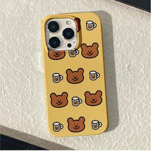 TEMU 폰 케이스: 노란 배경 곰 풀 스크린 충격 흡수 트렌디 보호 휴대폰 하드 케이스 아이폰16 15 14 13 12 11 프로 맥스 XR XS 맥스 플러스 보호 커버 남녀 선물용