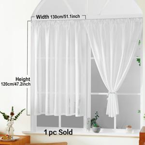 TEMU 일본 스타일 단일 패널 화이트 기하학 커튼 - 로드 포켓 디자인, 시스루 폴리에스터, 거실, 침실, 주방, 창문 및 문 장식을 위한 빛을 걸러내는 드레이퍼리, 거실 커튼