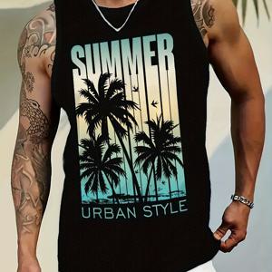 TEMU 하이-디피니션 하와이안 프린트가 돋보이는 여름 남성용 탱크 탑. 야외 스포츠, 피트니스, 휴가에 적합한 민소매 티셔츠로, 캐주얼하고 편안하며 통기성이 뛰어난 상의를 제공합니다.