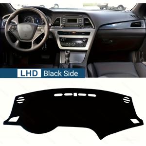 TEMU 2015-2018 현대 쏘나타 9 대시보드 보호 패드 - 미끄럼 방지, 자외선 차단, 통기성 폴리에스터, 핏, 검정색 에지 디테일