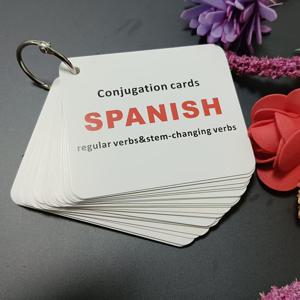 TEMU 초보자를 위한 스페인어 동사 활용 플래시카드 - 일반 및 어근 변화 동사, 과거/현재/미래 시제, 영어/스페인어 학습 도구, 종이 재질