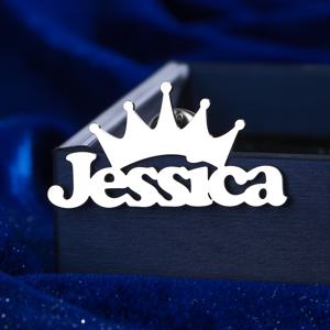 TEMU 맞춤형 왕관 이름 브로치 - 스테인리스 스틸 개인화된 글자 핀과 우아한 필기체, 남성용 내구성 있는 재킷 액세서리, 크리스마스 선생님의 날 졸업 선물에 이상적, 맞춤형 선물 | 왕관 모티프 브로치 | 세련된 마감