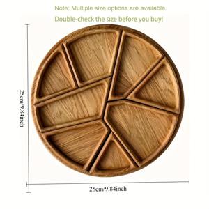 TEMU 과일, 스낵, 빵, 피자 등을 담아 먹기 좋은 분리형 고급 나무 트레이. 세련된 디자인으로 포션 컨트롤 및 티 브레이크에 적합합니다.