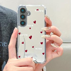 TEMU 럭셔리하고 스타일리시한 네모난 충격 방지 폰 케이스, 빨간 하트 패턴이 있는 삼성 갤럭시 S25 울트라용으로, S25, S24, S23, S22, S21 플러스 울트라 및 기타 모델과 호환됩니다. 가족, 파트너, 친구에게 선물로 적합한 옵션으로, 축제 기간 동안 완벽한 선물입니다.