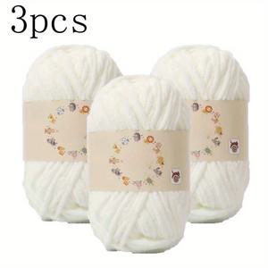 TEMU 3개입, 폴리에스터 재질, 무게 150G (5.29온스), 스카프, 쿠션 실, 슬리퍼 실용 중간 두께 플러시 얀